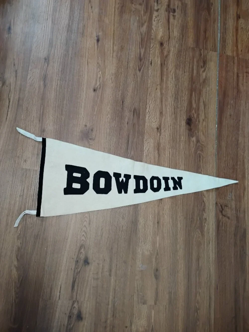 Vintage 50s Bowdoin College Embroidered Sewn Pennant Flag